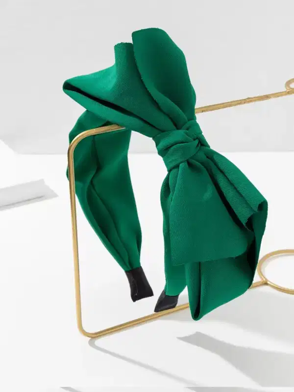 Velvet Green Bow Headband - Headpieces