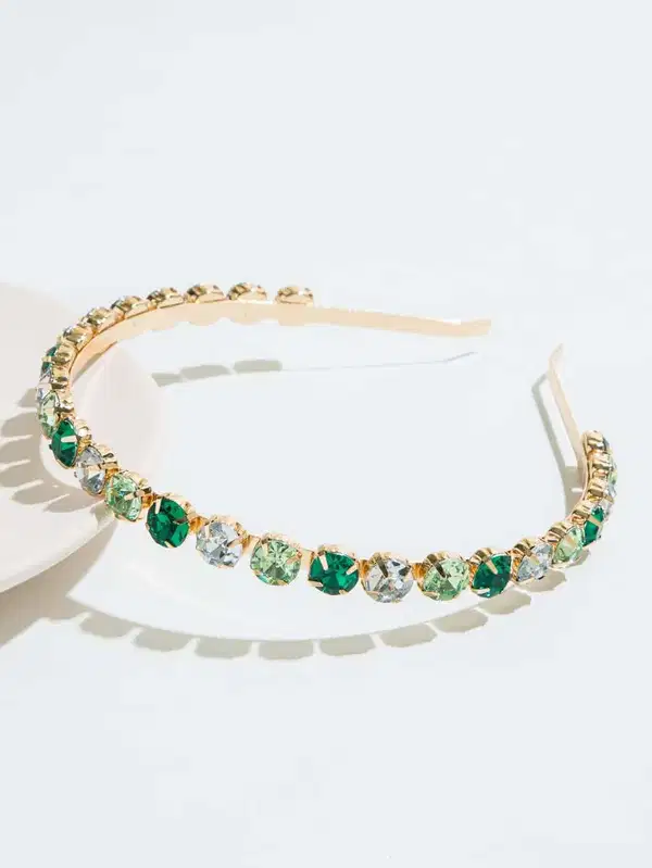 Sparkle Green Queen Rhinestone Headband - Headpieces