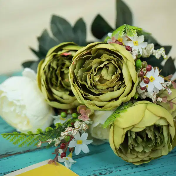 Green Silk Peony Bouquet - Ramos