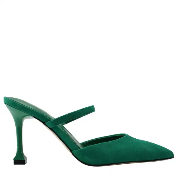 Forest Green Heeled Mule - Shoes