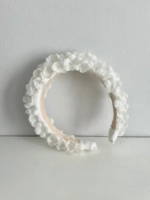 Floral Silk White Headband Tiara - Headpieces