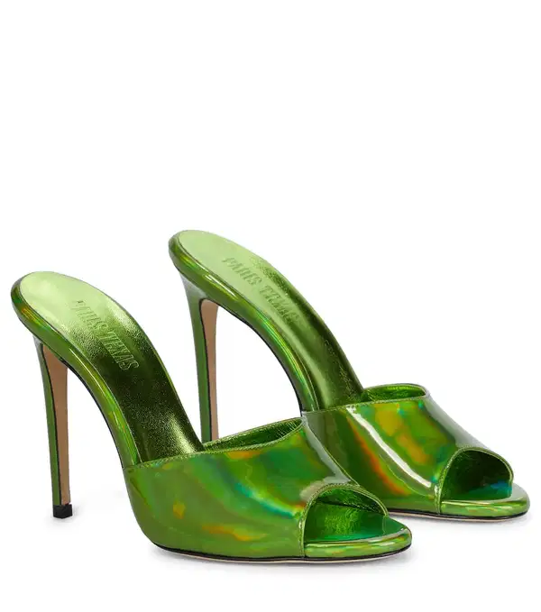 Neon Green Heeled Mules - Shoes