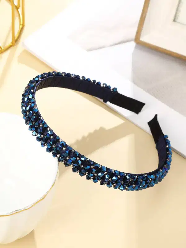 Dark Blue Beaded Headband - Headpieces