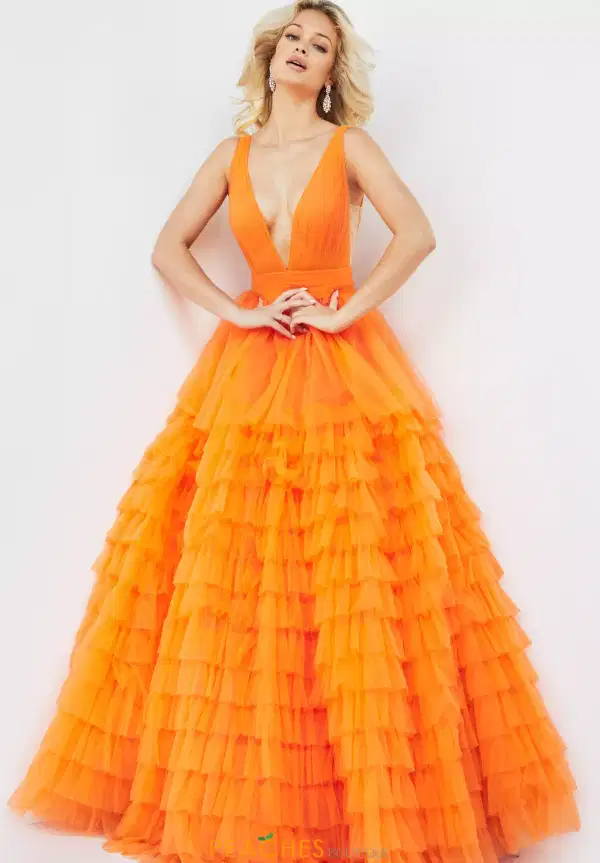 Orange Tulle Jovani Dress - Dresses