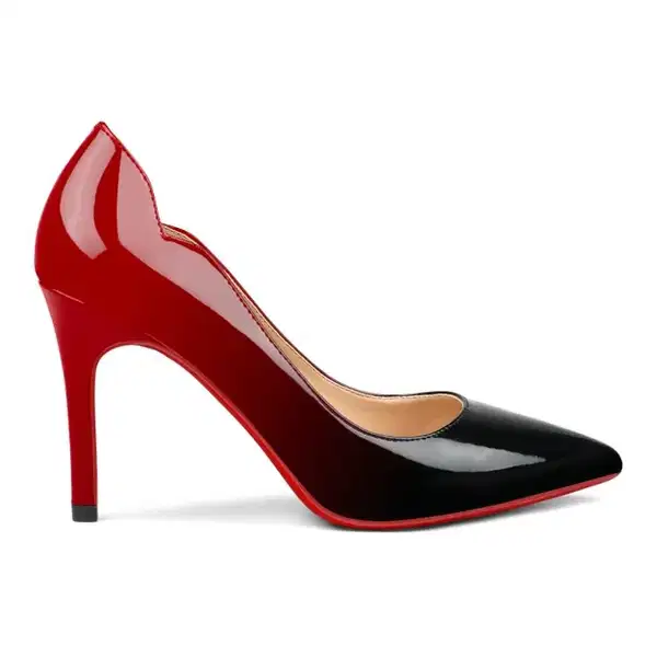 Kitten Heeled Party Red Pumps - Shoes
