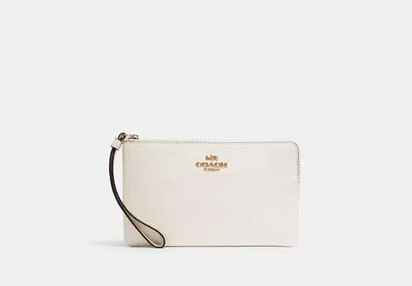 Coach Large White Corner Zip Wristlet - Purses