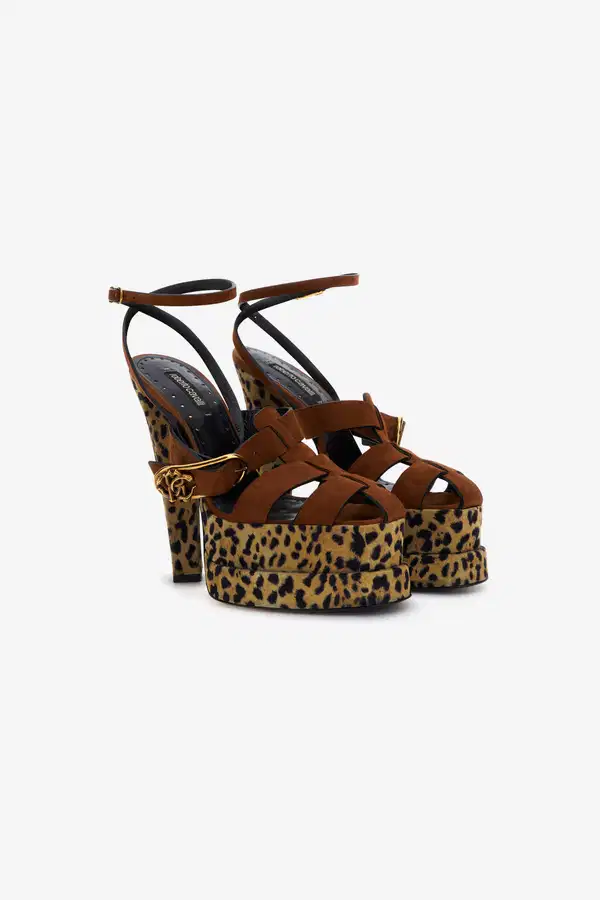 Roberto Cavalli Leopard Print Platform Sandals - Shoes