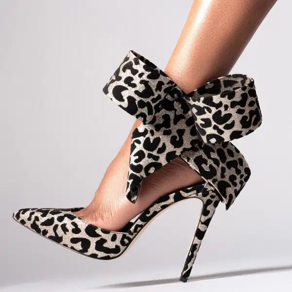 Leopard Bow Pump Stiletto Heel - Shoes
