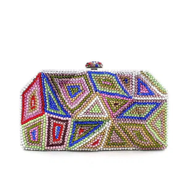 Multicolor Geometry Crystal Clutch - Purses