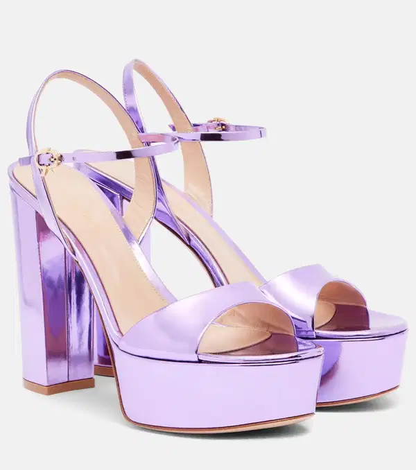 Lilac Satin Platform Sandals - Shoes