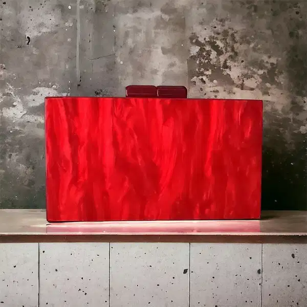 Acrylic Red Clutch Box Bag - Purses