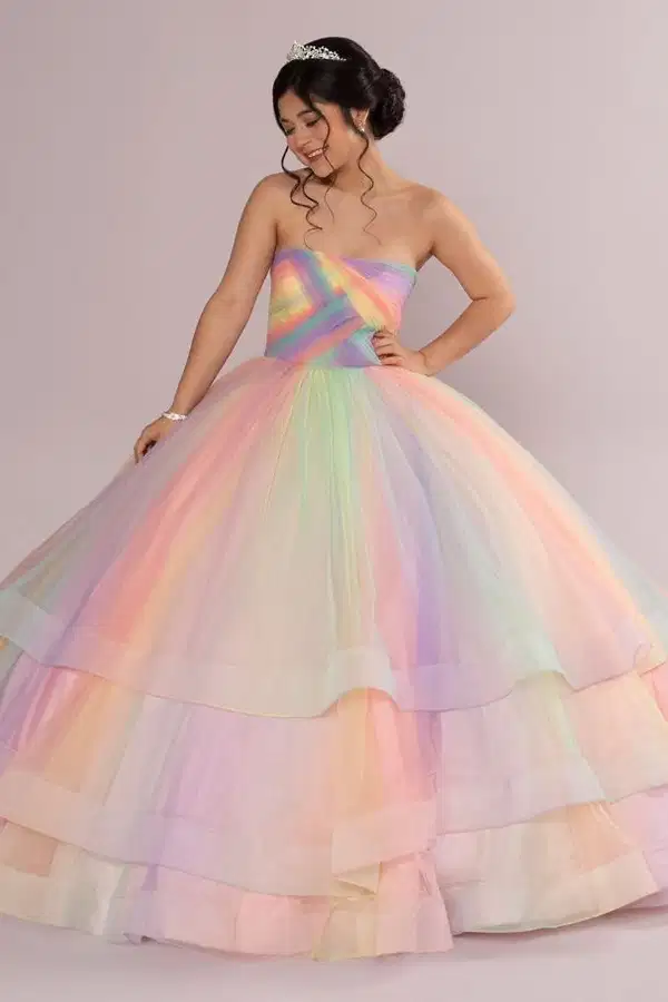 Multicolor 3tier Quince Gown - Quinceañera Dresses