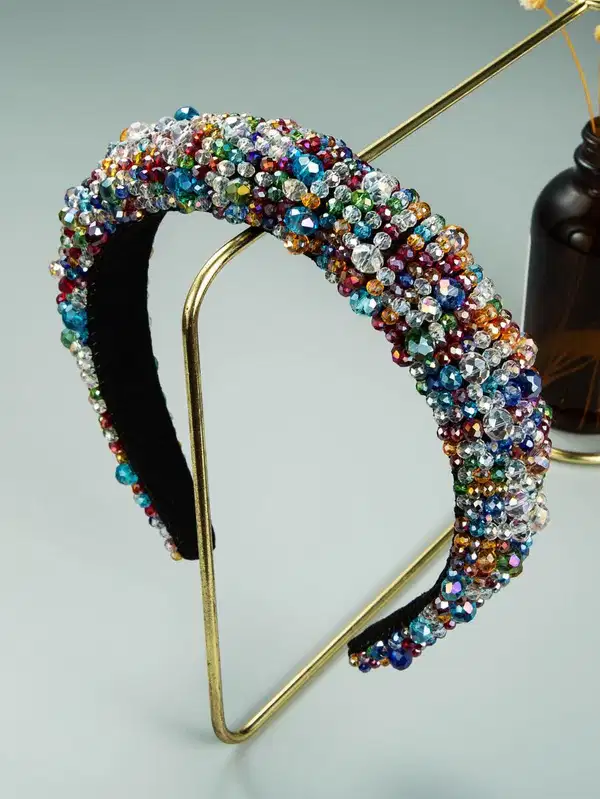 Multicolor Crystal Beaded Headband - Headpieces