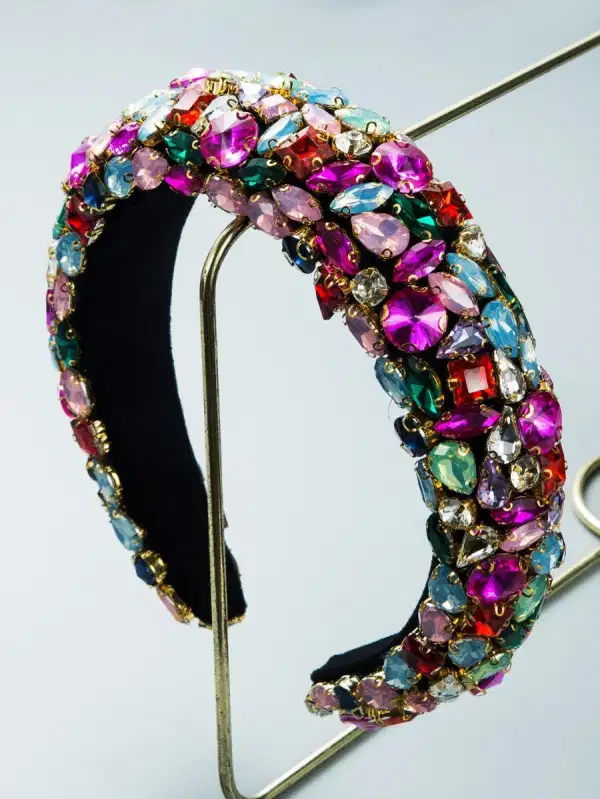 Padded Multicolor Gemmed Headband - Headpieces