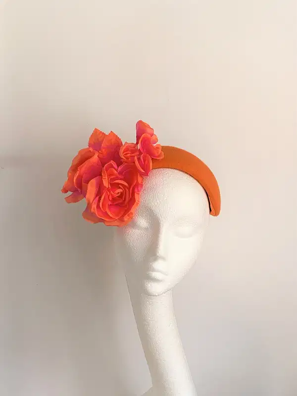 Orange Headband and Fascinator - Headpieces