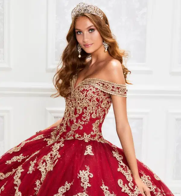 Red Quinceanera Off Shoulder Ball Gown - Dresses