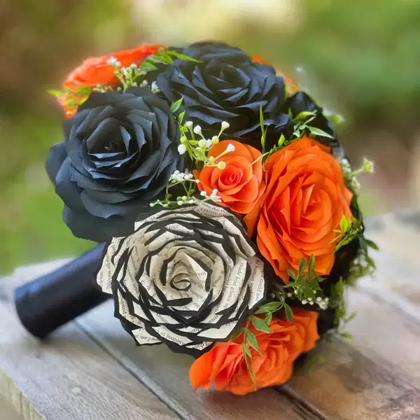 Orange and Black Paper Flower Bouquet - Ramos