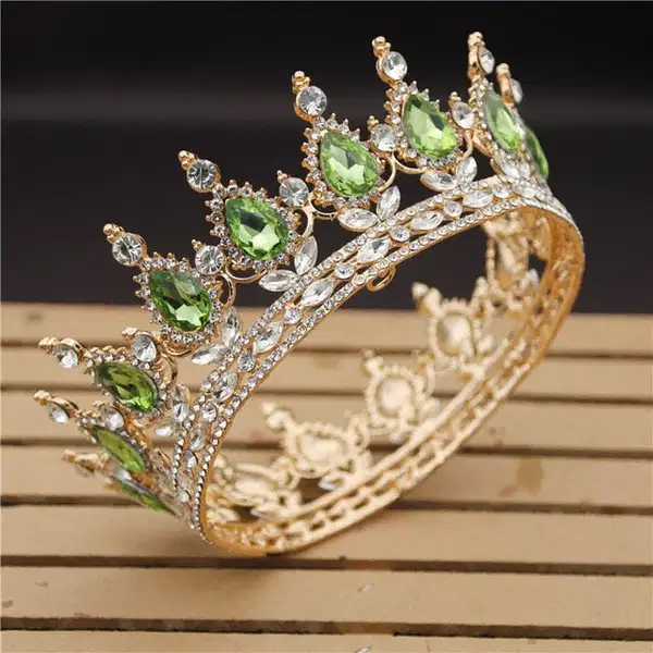 Mint Green Pear Crystal Ornamental Crown - Headpieces