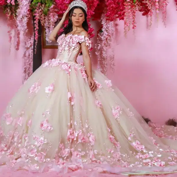 Pink Cherry Blossoms Gown - Dresses