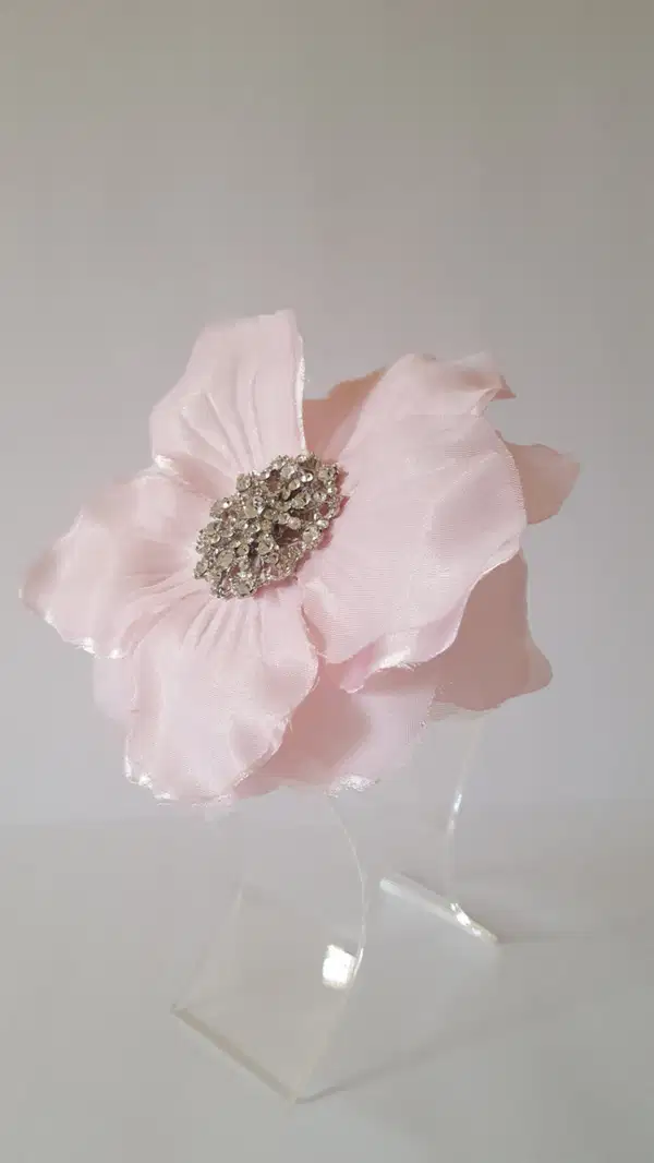 Pink and Rhinestone Fascinator Hair Clip - Headpieces