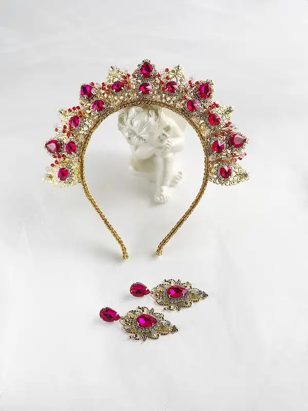Pink Gold Tiara Crown - Quinceañera Headpieces