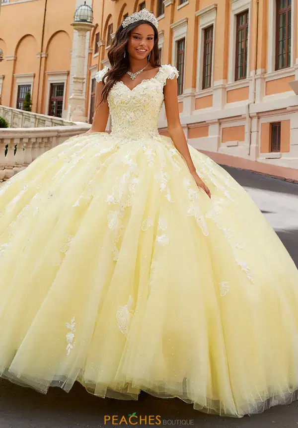 Princesa Embroidery Yellow Tulle Dress - Dresses