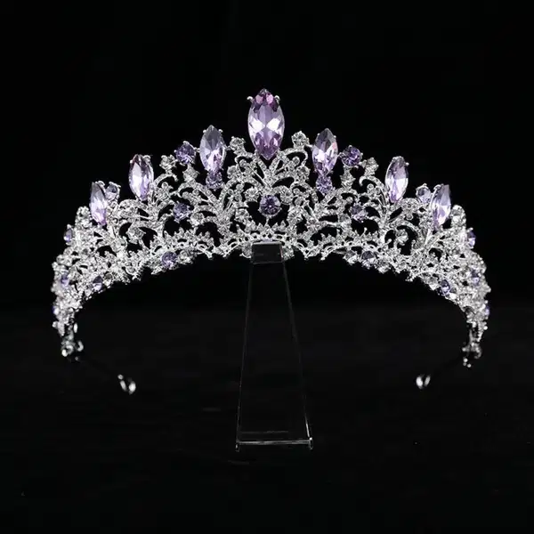 Purple Princess Rhinestone Tiara - Headpieces