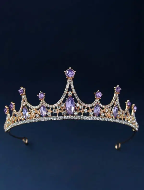 Purple and Gold Crystal Tiara - Headpieces
