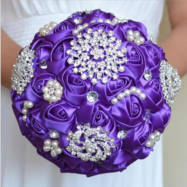 Purple Silk Roses Bouquet - Quinceañera Ramos