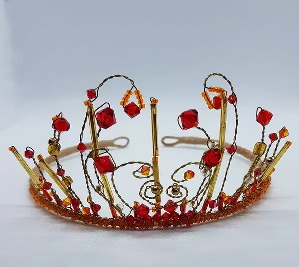 Red & Orange Bead Tiara - Quinceañera Headpieces