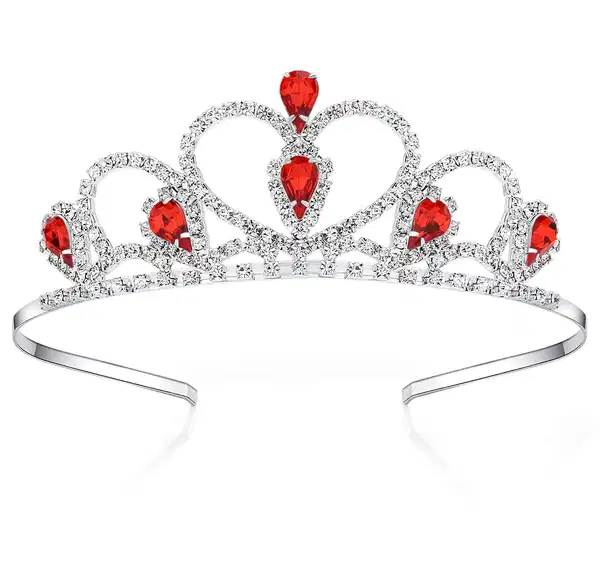 Red Gemmed Rhinestone Mini Tiara - Headpieces