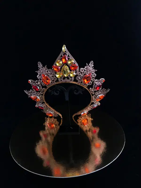 Orange Yellow Magnificent Tiara Crown - Headpieces