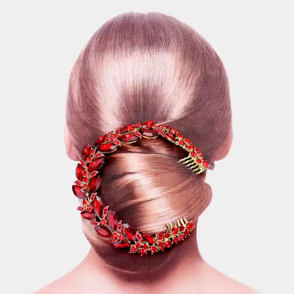 Red Rhinestone Hair Vine - Headpieces