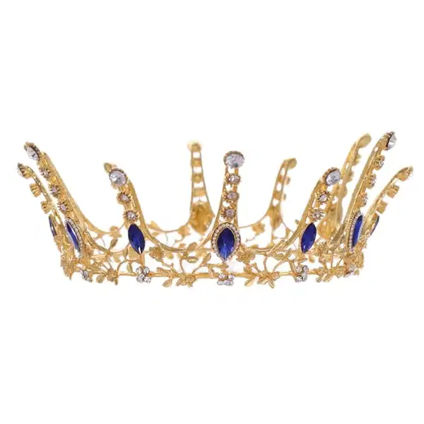 Retro Blue Crystal Full Crown - Headpieces