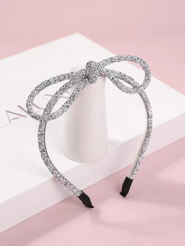 Rhinestone Bowed Headband - Headpieces