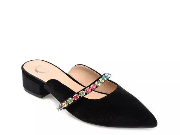 Lady Couture Black Jeweled Slingback Mules - Shoes