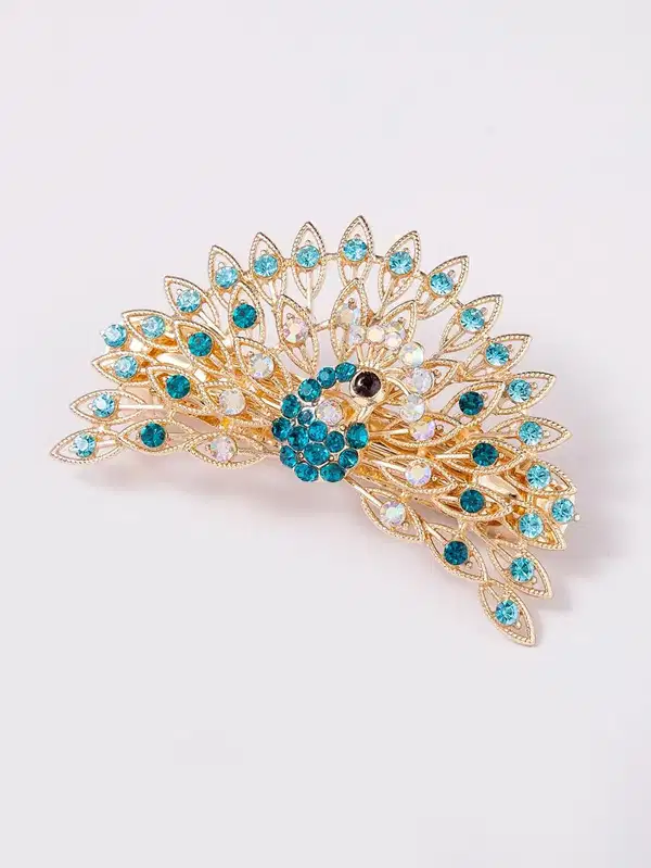 Sparkling Blue Rhinestone Hair Clip - Headpieces