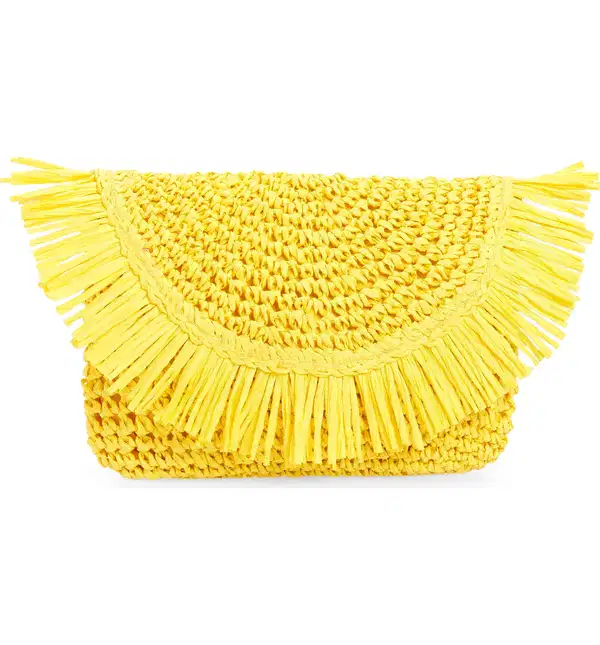 Sunshine Yellow Fringe Clutch - Purses