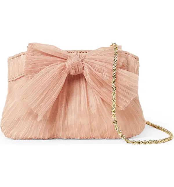 Rayne Blush Pleated Bow Clutch - Purses