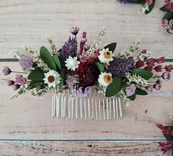 Gorgeous Purple and Pink Flower Hair Comb - Headpieces