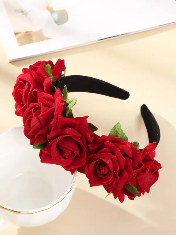 Red Roses Floral Headband - Headpieces