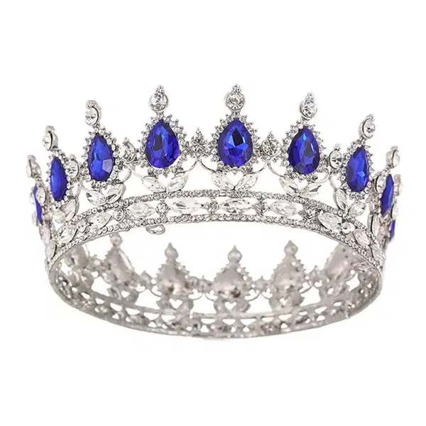 Royal Blue Rhinestone Crown - Headpieces