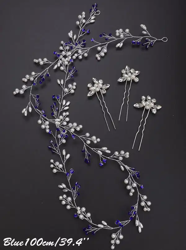 Royal White Pearl Beaded Hair Vine - Headpieces
