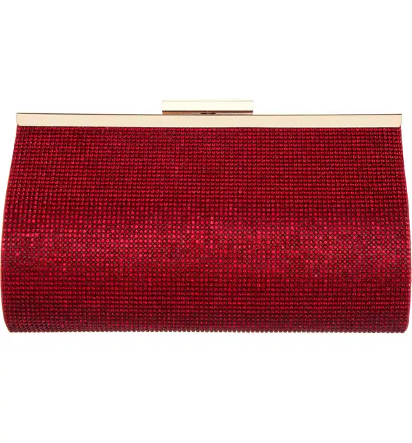 Siam Red Crystal Framed Clutch - Purses