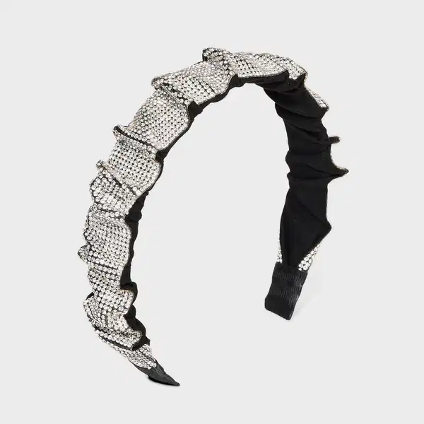 Ruched Sparkly Rhinestone Headband - Headpieces