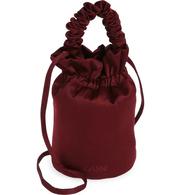 Purple Ruched Top Handle Bag - Purses