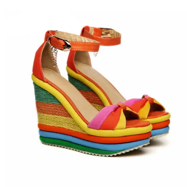 Rumi Floral Cork Wedge - Quinceañera Shoes