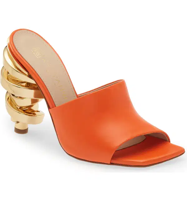 Sarah Nappa Orange Leather Mules - Shoes
