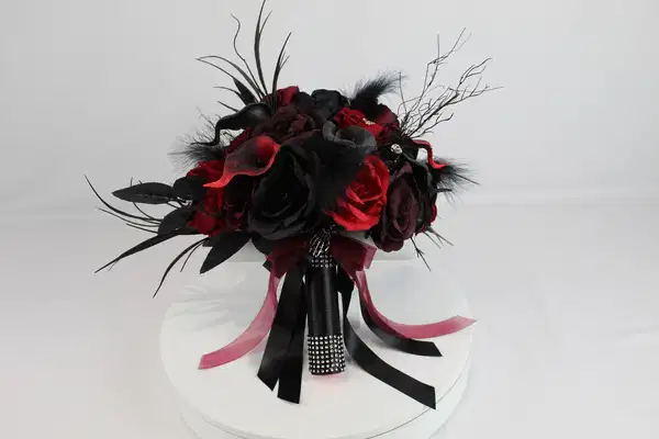 Artificial Red, Black and Burgundy Bouquet - Ramos