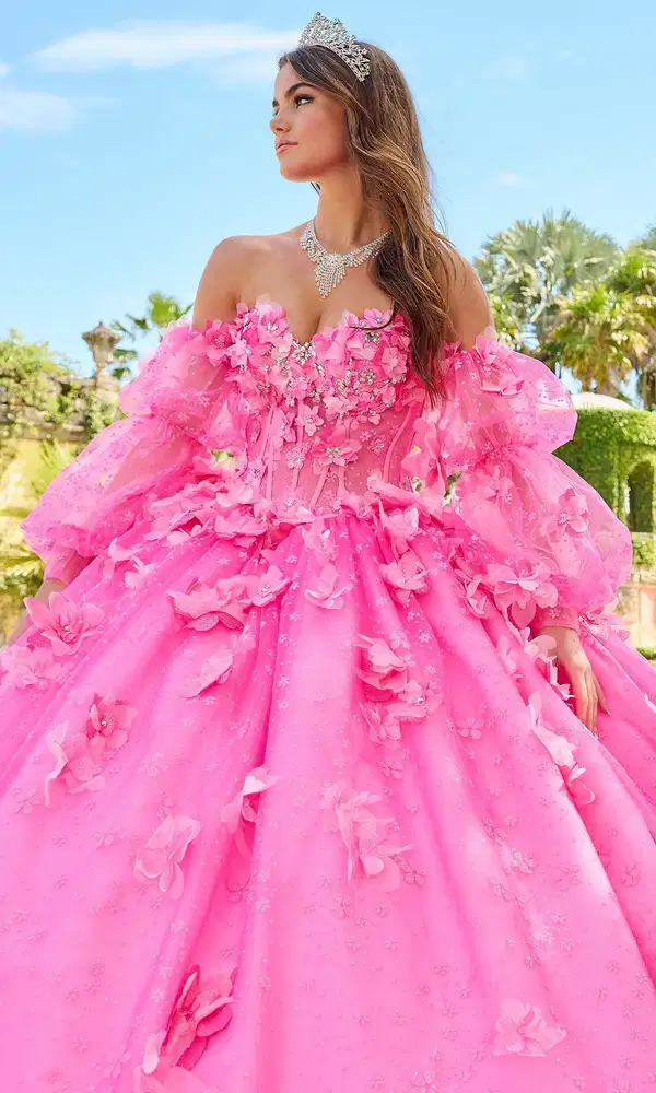 Sparkle Tulle Long Pouf Sleeves - Quinceañera Dresses